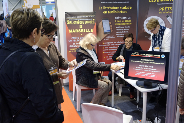 Vue du stand des Bibliothèques Sonores PACA au Salon Autonomic Méditerranée 2016 - Handicap - Grand âge - Maintien à domicile