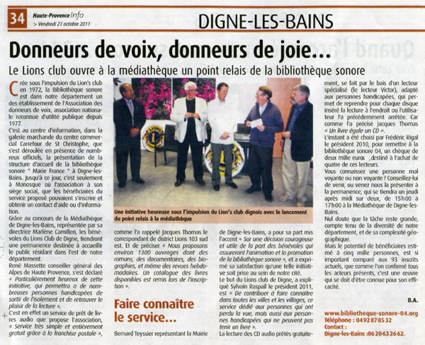 Article de presse Haute Provence Info