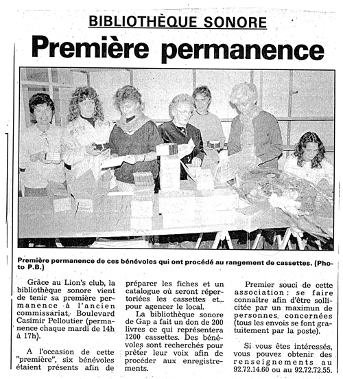 La première permanence de la BS04 dans le journal La Provence en 1993