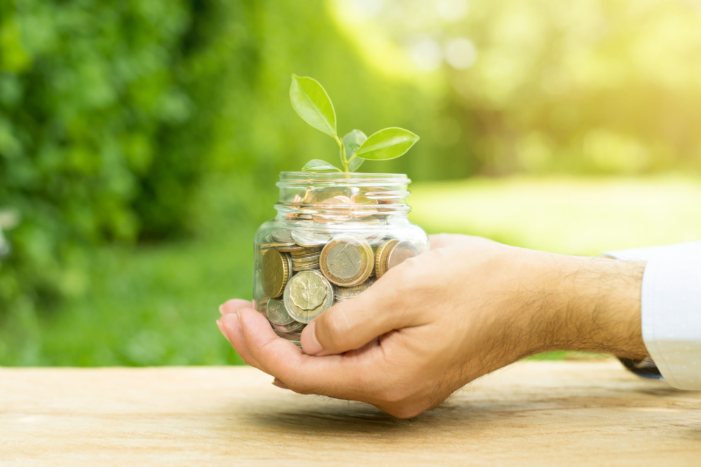 Offre d'argent symbolique dans le creux des deux mains
